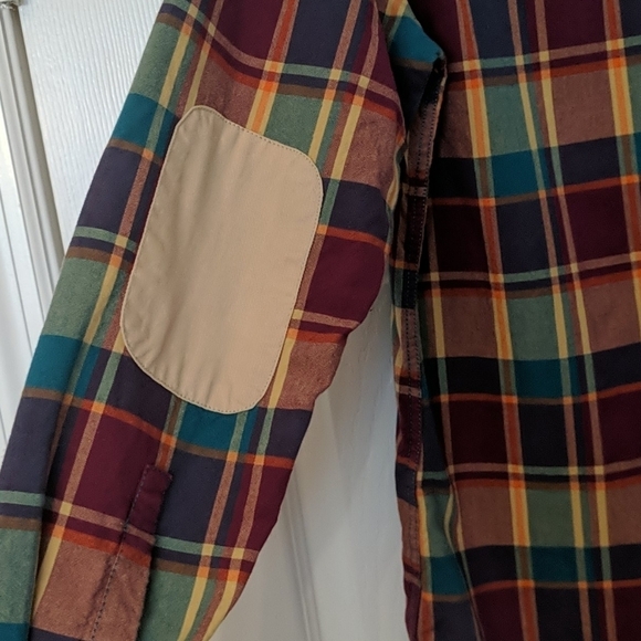 TOPMAN Plaid Button Shirt with Elbow Patches - Picture 6 of 7